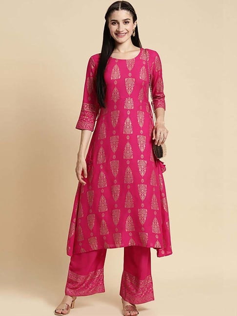 Rangita Pink Floral Print Kurta Palazzo Set Price in India