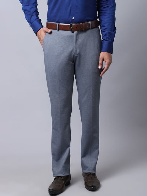 Buy Cantabil Navy Blue Cotton Regular Fit Trousers for Mens Online @ Tata  CLiQ