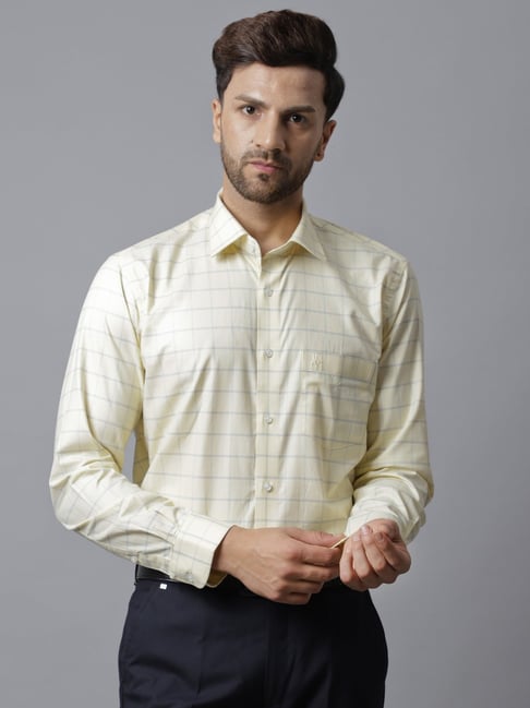 Cantabil Lemon Cotton Regular Fit Checks Shirt