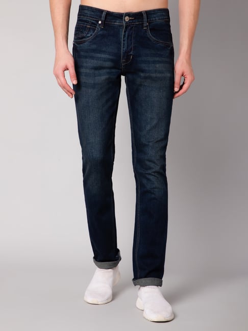 Buy Cantabil Blue Cotton Regular Fit Jeans for Mens Online Tata CLiQ