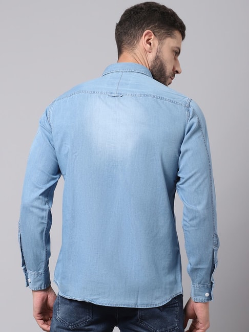 Cantabil Men Cotton Solid Blue Full Sleeve Casual Shirt  (MSHC00243_MediumBlue_38) : Amazon.in: Clothing & Accessories