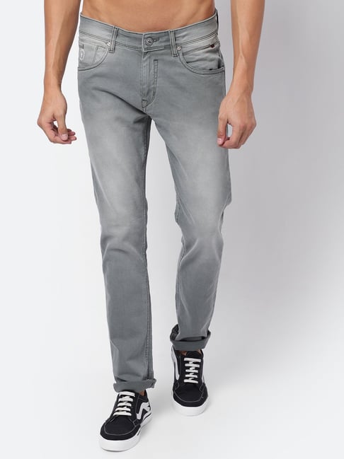 Cantabil Grey Cotton Regular Fit Jeans