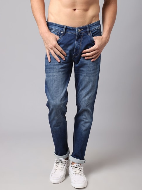 Cantabil Blue Cotton Regular Fit Jeans