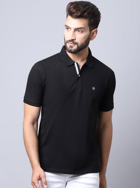 Buy Cantabil Black Cotton Regular Fit Polo T Shirts for Mens Online Tata CLiQ