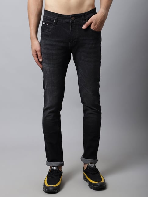 Buy Cantabil Black Cotton Regular Fit Jeans for Mens Online Tata