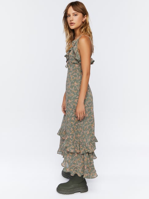 Buy Forever 21 Sage Green Floral Print High-Low Dress for Women Online @  Tata CLiQ