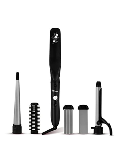 Syska HS5000K 5 in 1 Multi Styling Kit Hair Straightener (Black & Grey)