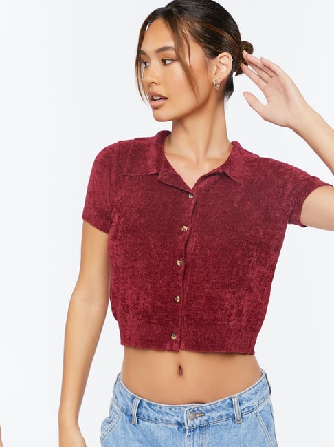 Burgundy sweater forever outlet 21