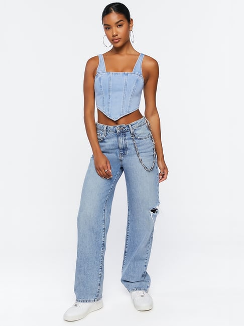 forever 21 denim crop top