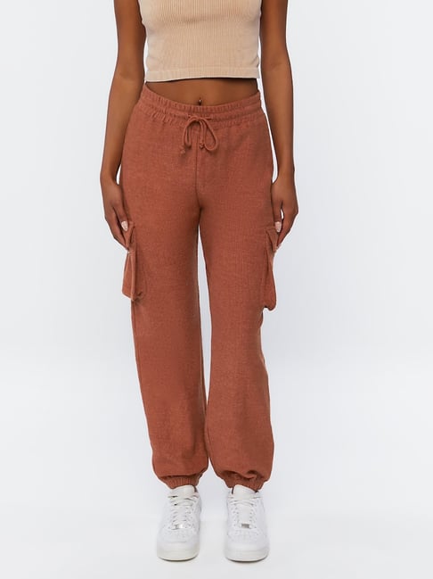 Forever 21 Rust Regular Fit Mid Rise Joggers