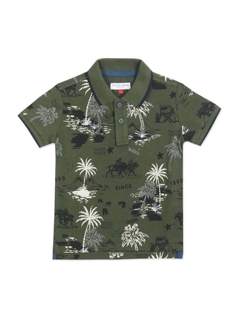 U.S. Polo Assn. Kids Green & Black Cotton Printed Polo T-Shirt-picture-39