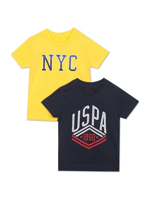 Buy Polo Kids Yellow Cotton Printed T-Shirt for Boys