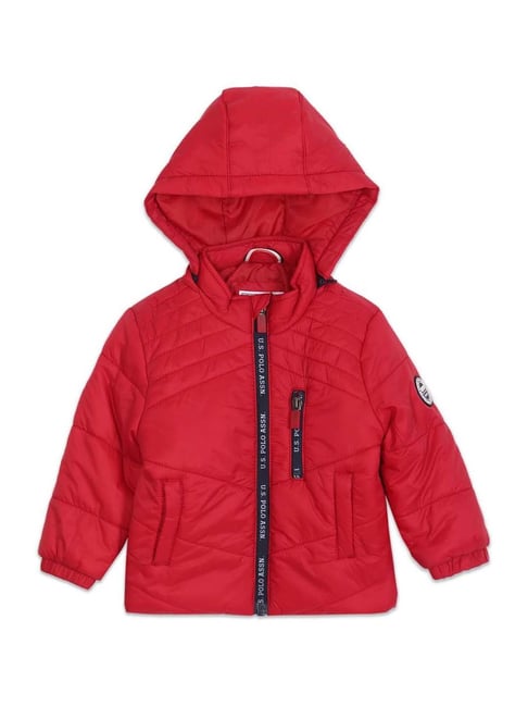 U S Polo Assn U.S. Polo Assn. Kids Red Regular Fit Full Sleeves Padded Jackets