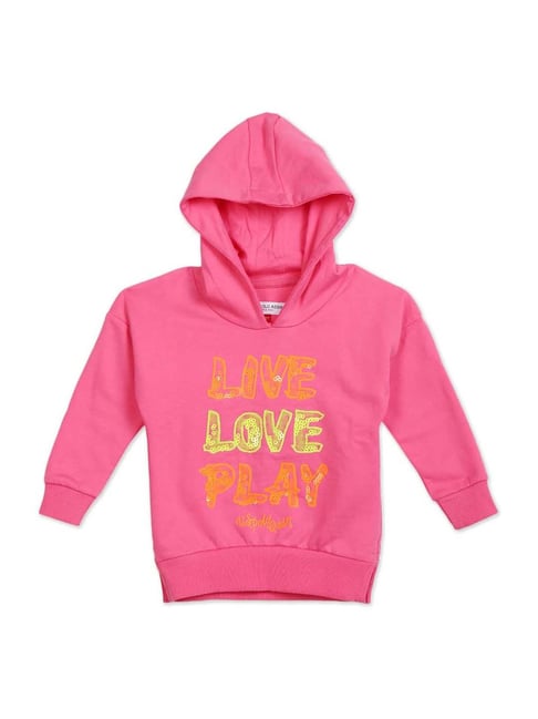 U.S. Polo Assn. Kids Pink Cotton Sequence Full Sleeves Sweatshirt