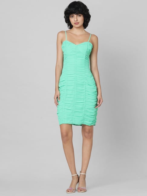 Only Aqua Mini Ruched Bodycon Dress Price in India