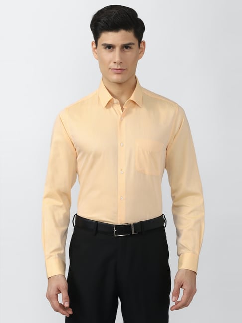 Peter England Yellow Slim Fit Shirt