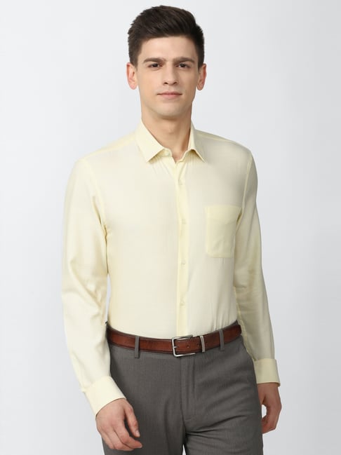 Peter England Yellow Slim Fit Shirt