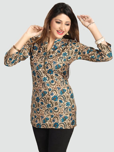 Saree Swarg Beige Printed Tunic