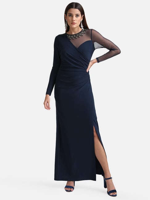 Kazo Blue Embellished Maxi Dress Price in India