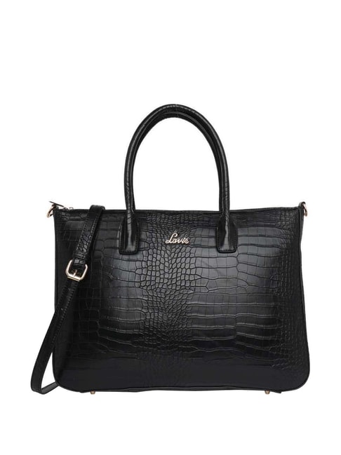 Lavie Black Textured Large Tote Handbag Price in India