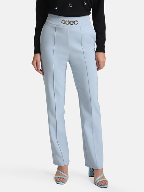 Buy Women Blue Solid Formal Regular Fit Trousers Online  751408  Van  Heusen