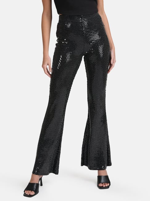 Ladies Sequin Flared Pants Glitter Shiny Trousers Bell Bottoms Club Party  Fit | eBay