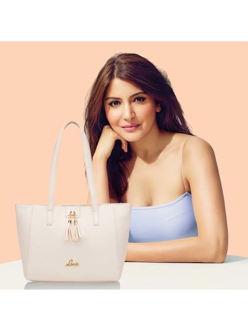 Buy Lavie Off White Solid Small Tote Handbag Online At Best Price