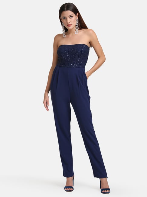 Kazo Blue Embellished Jumpsuit