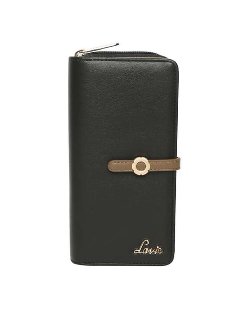 Lavie Black Solid Zip Around Wallet for Women