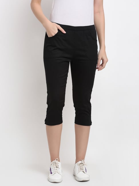 BRINNS Black Mid Rise Cropped Capris-picture-15