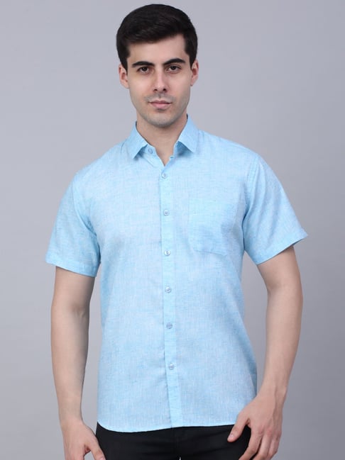 Buy Jainish Sky Blue Regular Fit Shirt for Men's Online Tata CLiQ