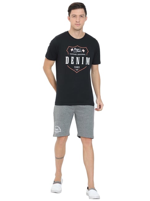 Masculino Latino Black Regular Fit Printed Nightwear Set-picture-46