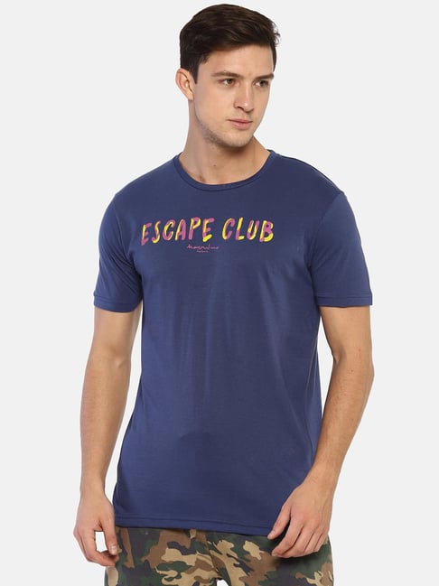 Masculino Latino Blue Cotton Regular Fit Printed T-Shirt-picture-39