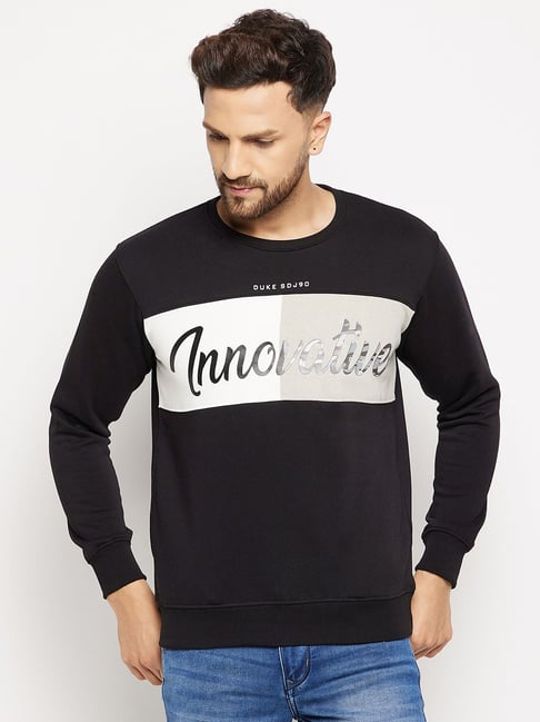 Buy Duke Black Slim Fit Printed Sweatshirt for Mens Online Tata CLiQ