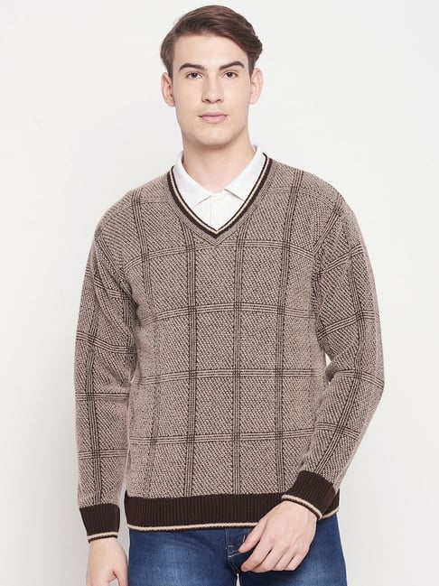 Buy Duke Coffee Regular Fit Checks Sweater for Mens Online Tata CLiQ