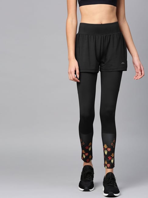 Buy ALCIS Black Printed Tights Cum Shorts for Women Online @ Tata CLiQ