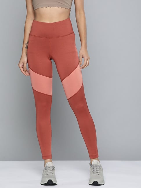 ALCIS Rust Color-Block Mid Rise Cropped Tights-picture-48