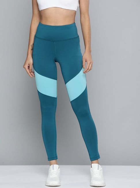 ALCIS Teal Color-Block Mid Rise Cropped Sport Tights-picture-34
