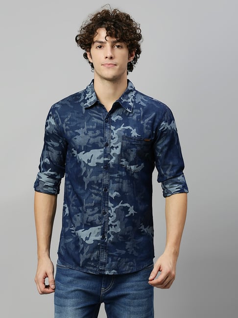 Jeans Shirt Star ERL Star-pattern Cotton Denim Shirt Blue FARFETCH IN