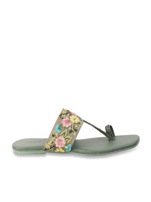 Mochi Women's Green Toe Ring Sandals Price in India