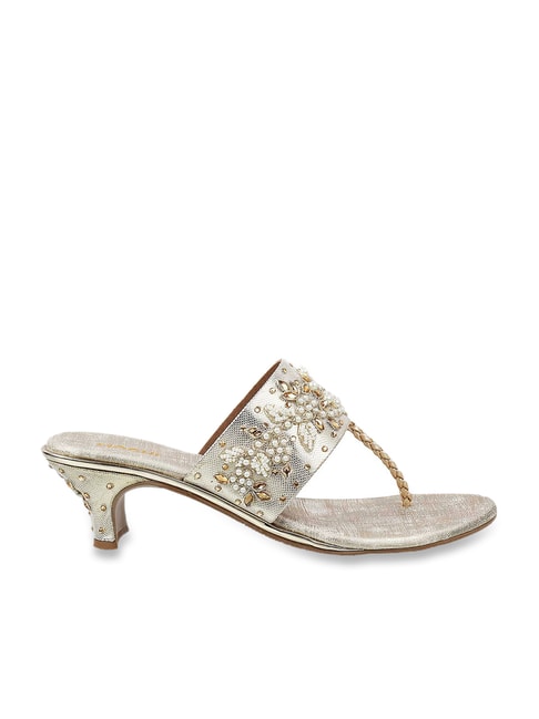 Mochi Women's Gold T-Strap Sandals Price in India