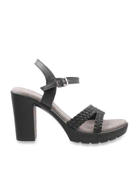 Buy Metro Women's Jet Black Ankle Strap Sandals for Women at Best