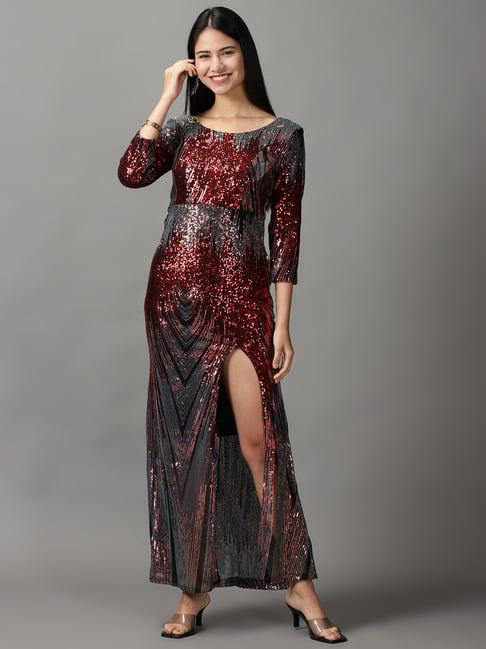 Grey and clearance red gown