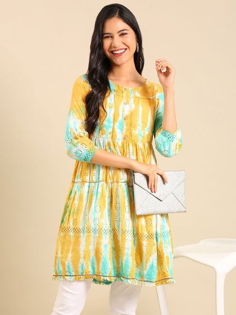 Buy Yellow Kurti with Kotta Print Sharara and Printed Kotta Dupatta for  Girls Online