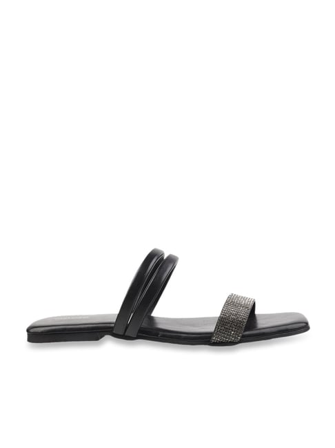 Mochi Women's Black Casual Sandals