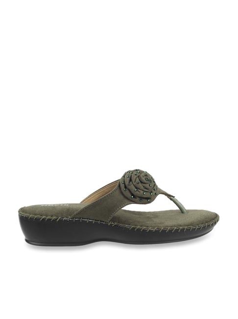 Mochi Women's Green Thong Wedges-picture-11