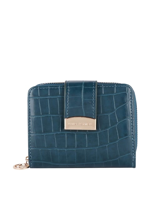 Lino Perros Blue Textured Zip Around Wallet for Women-picture-28