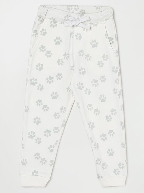 Juniors by Lifestyle Kids Ivory White Cotton Printed Joggers