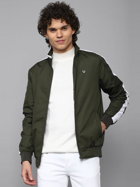 Buy Allen Solly Solid Cotton Regular Fit Mens Casual Jacket (Green, Double  Xl) at Amazon.in