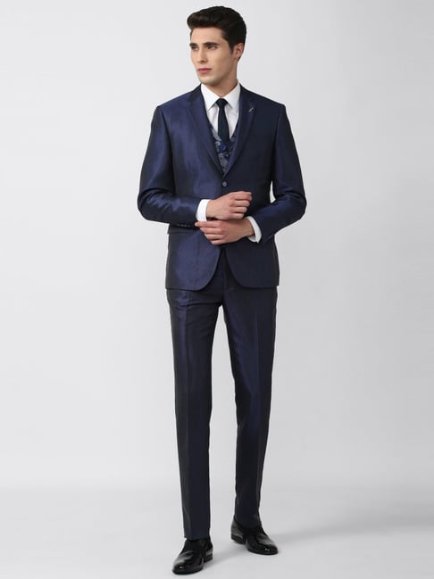 Van Heusen Navy Blue Slim Fit Three Piece Suit